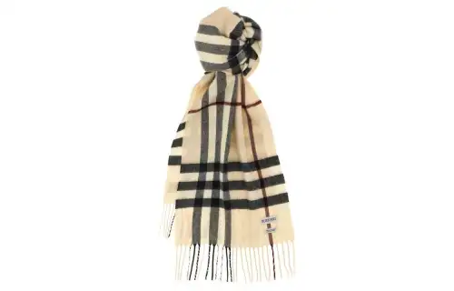 Burberry Check Pattern Fringed-Edge Scarf
