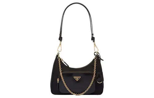 PRADA Re Nylon Recycled Nylon With Leather Handbag, Shoulder Bag Mini Women's Black