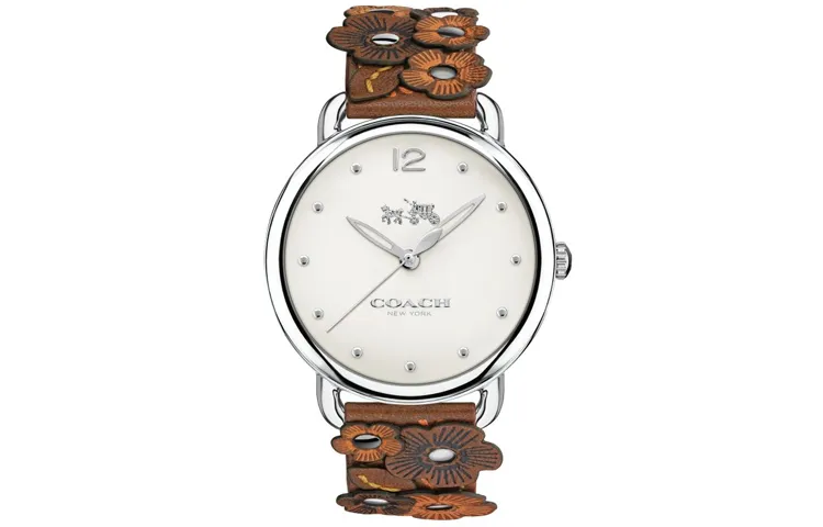 COACH Delancey Wrist Watches Quartz Movement Leather Strap 36mm Silver Dial Women's Watch 30m Water Resistant