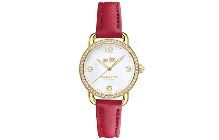 COACH Delancey Wrist Watches Quartz Movement Leather Strap 28mm White Dial Women's Watch