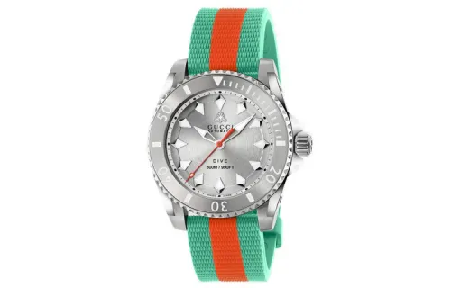 GUCCI Dive Collection Wrist Watches Automatic Mechanical Movement Rubber Strap 40mm Silver Dial Men's Watches