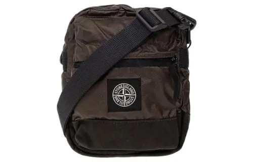 STONE ISLAND Cotton With Polyurethane Messenger Bag, Shoulder Bag, Crossbody Bag Unisex Dark Brown