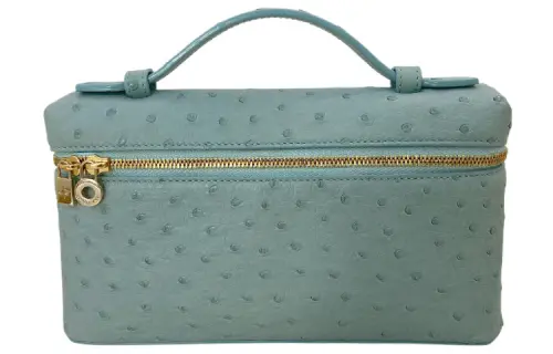 Loro Piana ExtraPocket Ostrich Leather Handbag Regular Women's Haze Blue