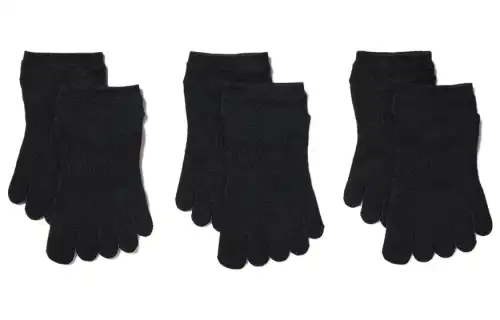 UNIQLO /UNIQLO Solid Color Toe Socks Women's Black 3 Pairs
