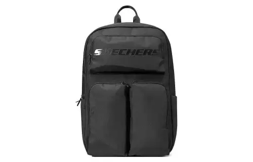 Skechers Zip Closure Fabric Backpack Large Unisex Black