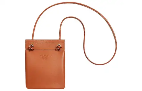 HERMES Aline Cheri Calfskin Crossbody Bag, Shoulder Bag Mini Women's 37 Gold Brown