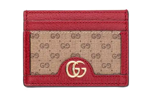 GUCCI Doraemon Collaboration Canvas With Leather Card Holder Unisex Ebony/Red