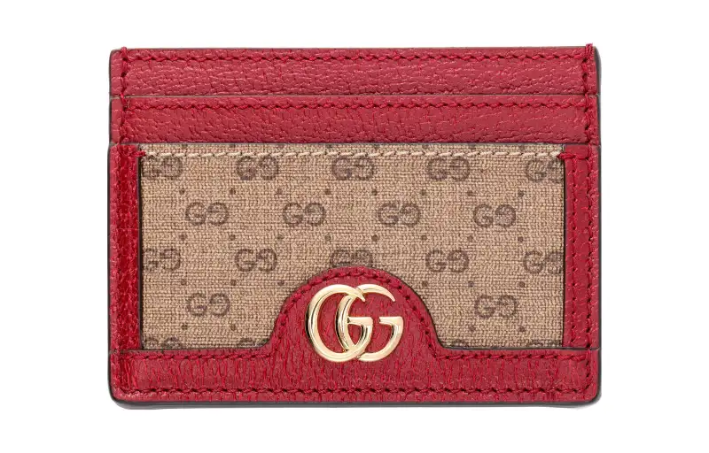 GUCCI Doraemon Collaboration Canvas With Leather Card Holder Unisex Ebony/Red