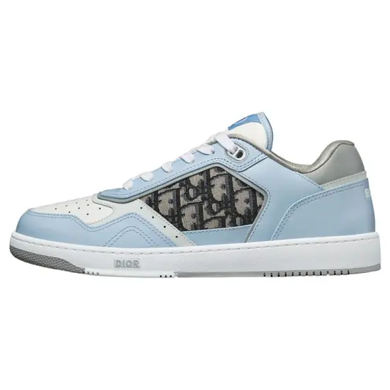 DIOR B27 Low Light Blue White And DIOR Gray Smooth Calfskin With Beige And Black DIOR Oblique Jacquard