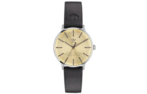Adidas Originals Wrist Watches Quartz Movement Leather Strap Gold Dial Men's Watches ['50', 149262]m Waterproof