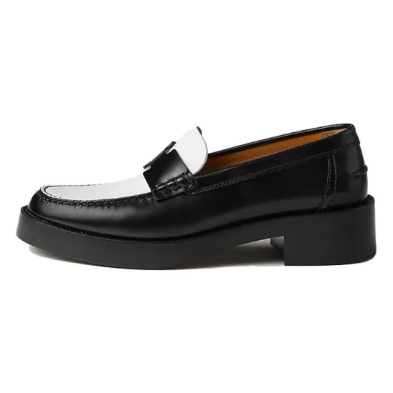 HERMES Hour Loafers Women's Black White