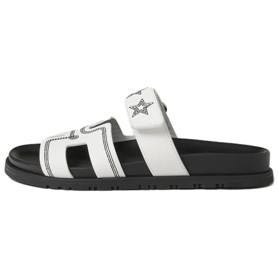 HERMES Chypre Slide Slippers Women's White