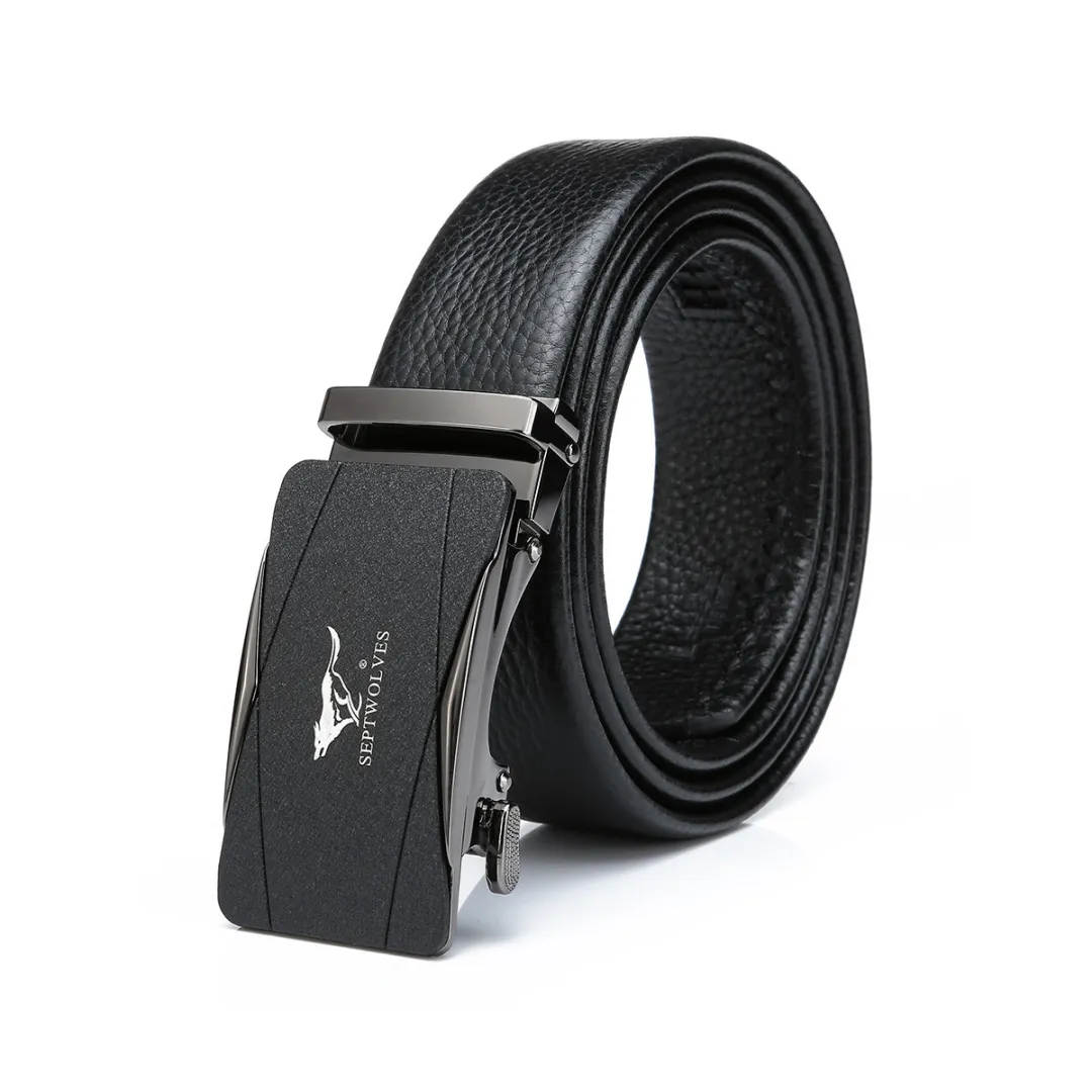 SEPTWOLVES Cow Leather Automatic Buckle Belt Men's Width 3.5cm