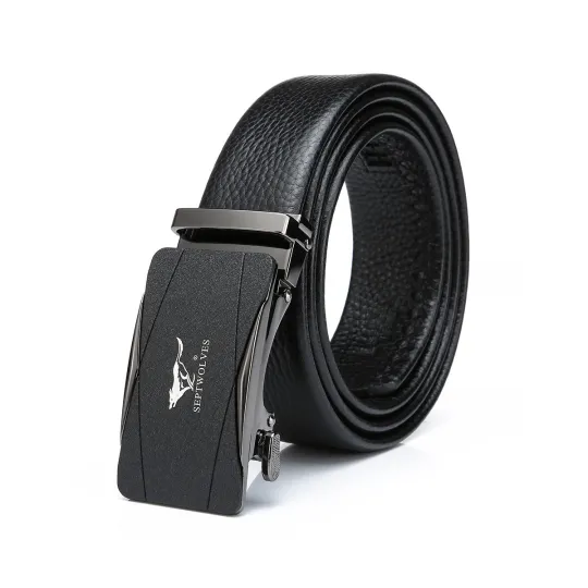 SEPTWOLVES Cow Leather Automatic Buckle Belt Men's Width 3.5cm