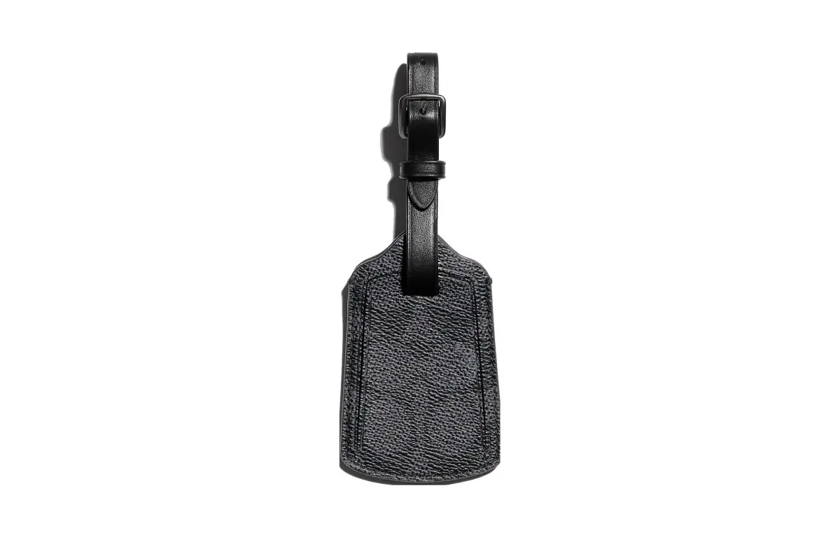 COACH Luggage Tag Coated Canvas With Calfskin Luggage Label Bag Accessory Men's Black