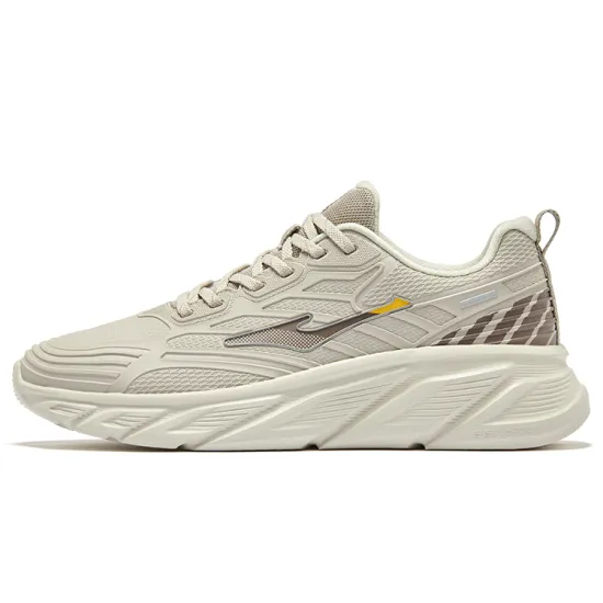Erke Pursuing Clouds Cushioning Anti Slip And Wear Resistant Low Top Running Shoes Men's Beige