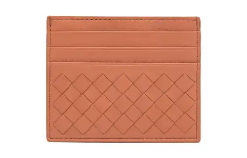 Bottega Veneta Leather Card Holder Women's Orange
