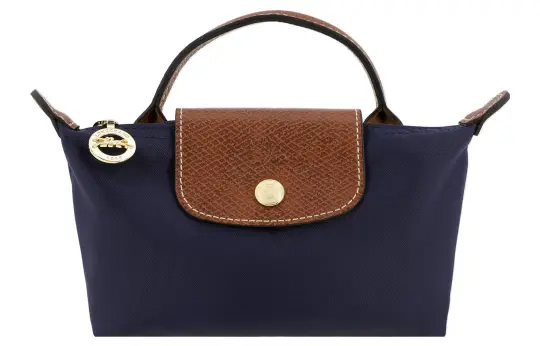 LONGCHAMP Le Pliage Canvas Makeup Bag Dumpling Bag Clutch Handbag Mini Women's Marine Blue