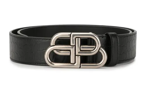 Balenciaga Calfskin Leather Belts Men's Black Width 2.5cm