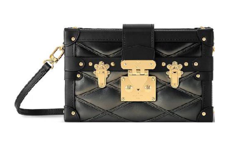 LOUIS VUITTON PETITE MALLE Cow Leather Shoulder Bag, Crossbody Bag Women's Black