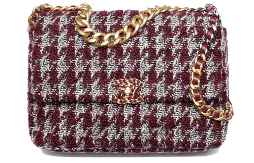 CHANEL Wool Twill Soft Woolen Flap Bag, Shoulder Bag, Crossbody Bag Large Women's Burgundy/Gray/Black