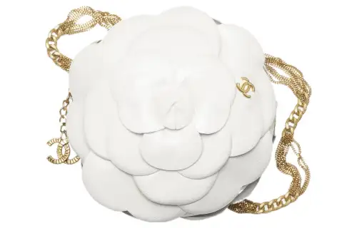 CHANEL Calfskin Camellia Evening Bag, Clutch, Shoulder Bag Women's White