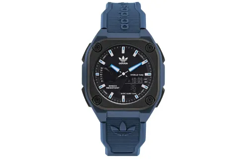 Adidas Originals STREET Wrist Watches Quartz Movement Resin Strap Black Dial Men's Watches ['100', 301050]m Waterproof