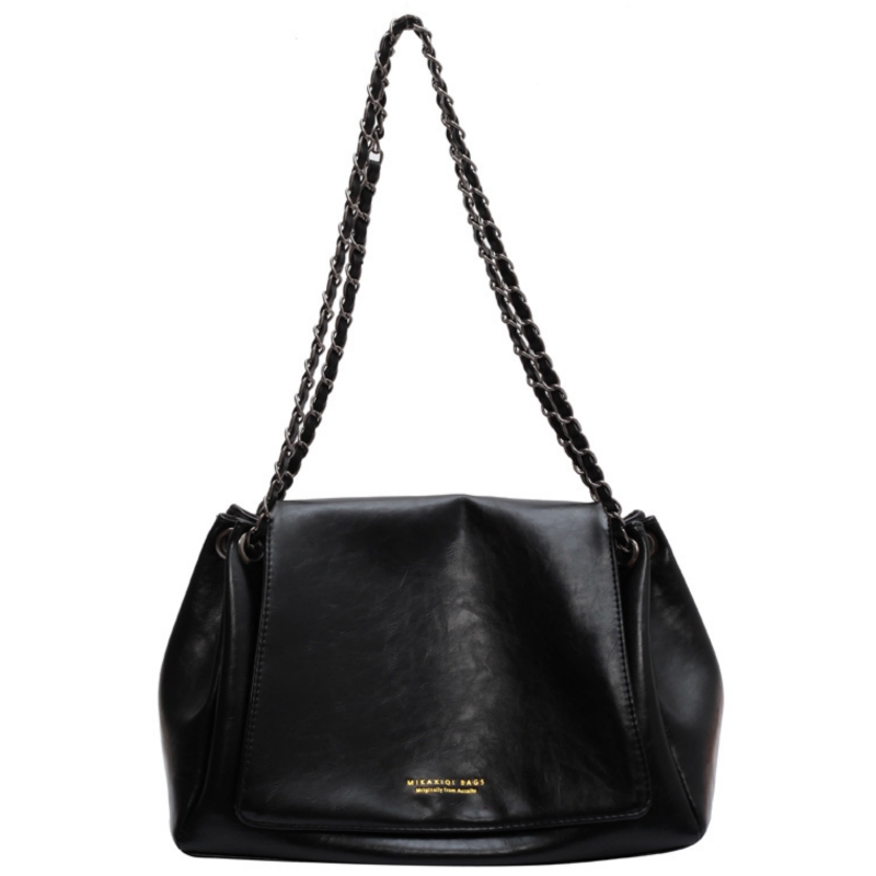 NOMK PU Leather Shoulder Bag, Crossbody Bag, Tote Shoulder Bag Large Women's Black/Brown