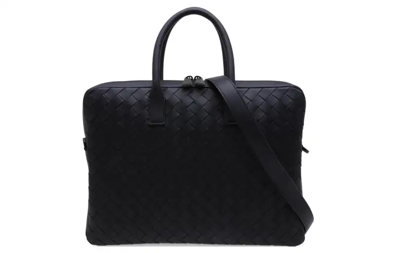 Bottega Veneta Calfskin Briefcase, Shoulder Bag, Crossbody Bag, Handbag Regular Men's Black
