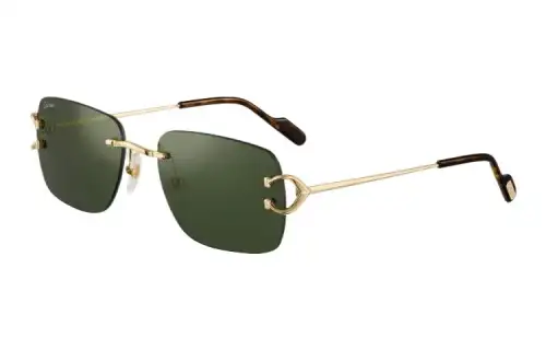 CARTIER Gold Plated Irregular Shape Sunglasses Unisex Gold