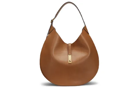 Polo Ralph Lauren Polo ID Cow Leather Handbag, Shoulder Bag Women's Light Brown