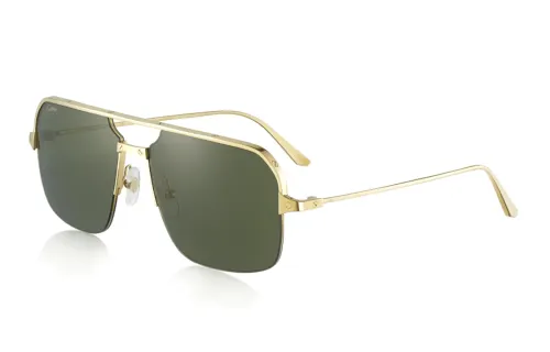 CARTIER Irregular Shape Sunglasses Unisex Gold