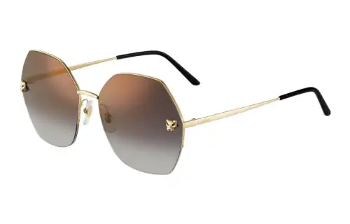 CARTIER Cheetah Collection Irregular Shape Sunglasses Unisex Gold