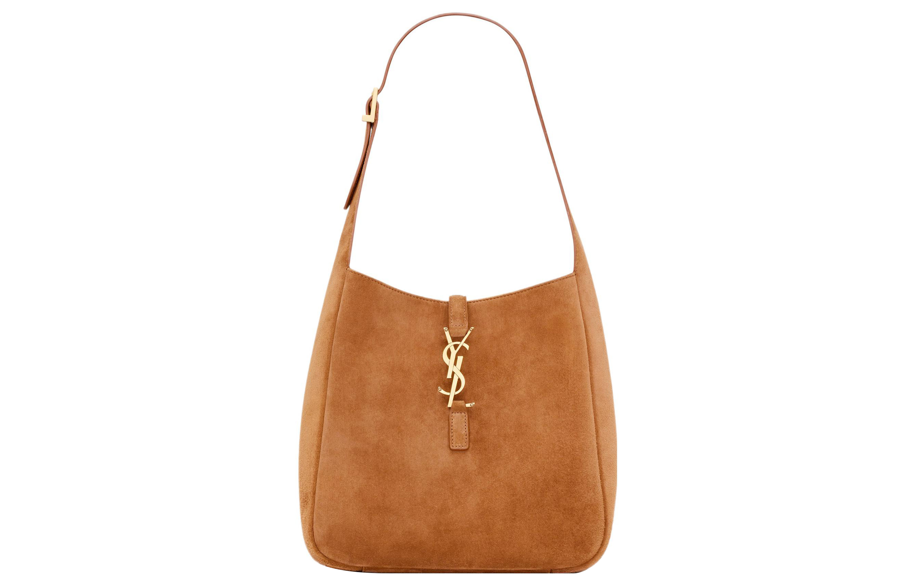 SAINT LAURENT LE5A7 Suede Handbag, Shoulder Bag Small Women's Caramel Brown