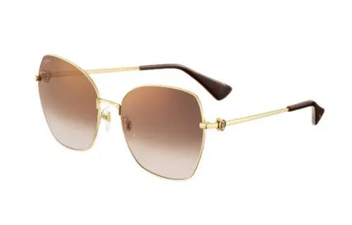 CARTIER Metal Irregular Shape Sunglasses Unisex Gold