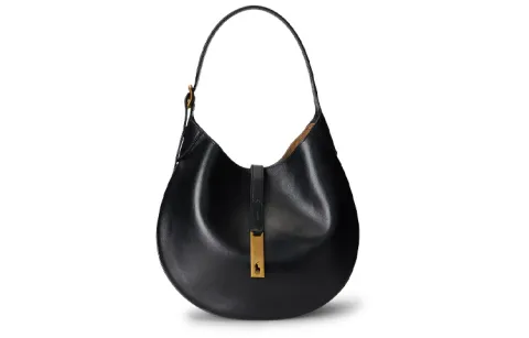 Polo Ralph Lauren Polo ID Leather Handbag, Shoulder Bag Medium Women's Black