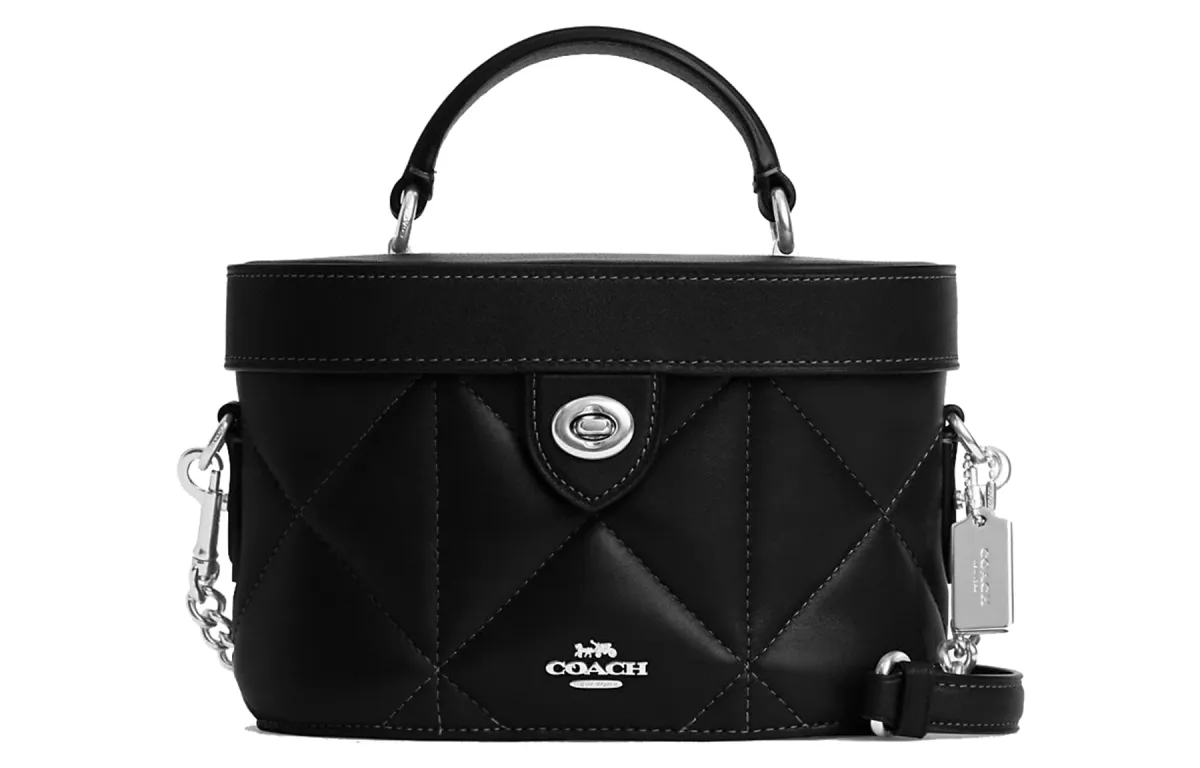 COACH Kay Nappa Leather Box Bag, Crossbody Handbag Small Women's Black