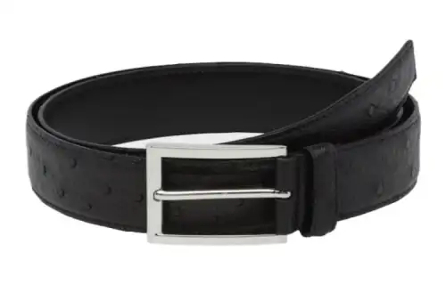 PRADA Metal Logo Pin Buckle Leather Belts Men's Black Width 3cm