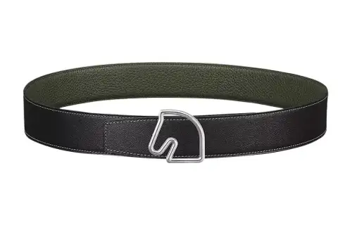 HERMES Tete De Cheval Calfskin Leather Belts Men's Width 3.8cm