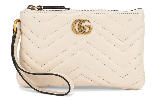GUCCI GG Marmont Embossed Leather Folder Coin Purse, Clutch Women's White