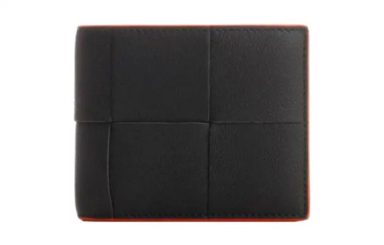 Bottega Veneta CASSETTE Cow Leather Wallet Men's Black/Red