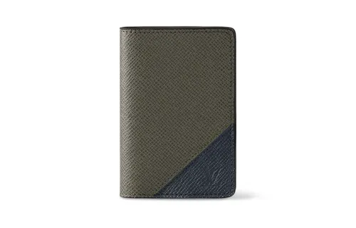 LOUIS VUITTON Taiga Leather Wallet Regular Men's Laurel Green/Midnight Blue