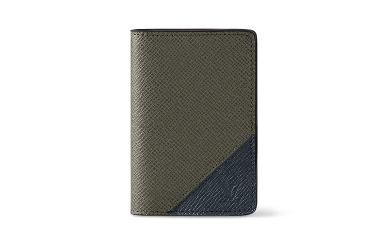 LOUIS VUITTON Taiga Leather Wallet Regular Men's Laurel Green/Midnight Blue
