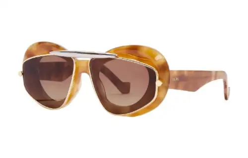 LOEWE Acetate Metal Irregular Shape Sunglasses Women's Brown