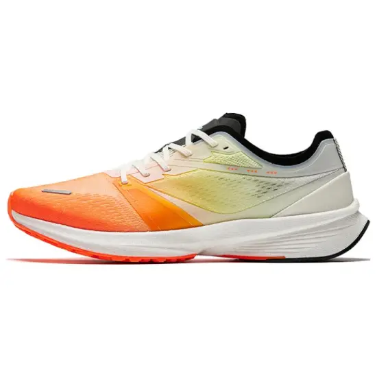 ANTA Wind Running Shoes Men Low-Top Fluorescent Super Orange/Ivory White Black