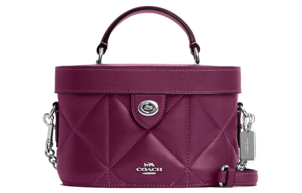 COACH Kay Nappa Leather Box Bag, Handbag, Shoulder Bag, Crossbody Bag Small Women's Purple