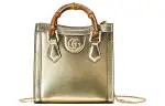 GUCCI Diana Leather Shoulder Bag, Crossbody Bag, Handbag Mini Women's Gold