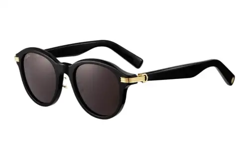 CARTIER Plate Frame Irregular Shape Sunglasses Unisex Black