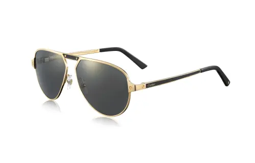 CARTIER Metal Irregular Shape Sunglasses Men's Gold