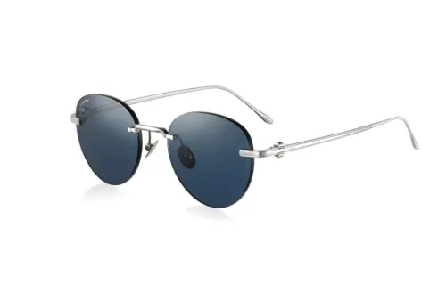 CARTIER Sun Protection Titanium Irregular Shape Sunglasses Unisex Silver